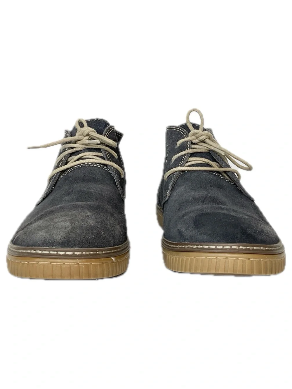 Johnston & Murphy Navy Suede Chukka Boots with Tan Sole